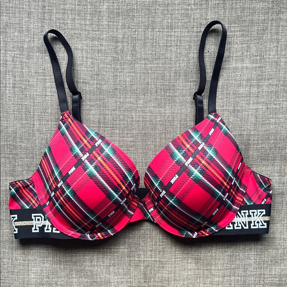 Victoria’s Secret PINK Red Plaid Tartan Bra 34B
